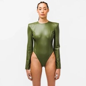 ADIDAS IVY PARK Halls of Ivy Faux Leather Bodysuit NWT